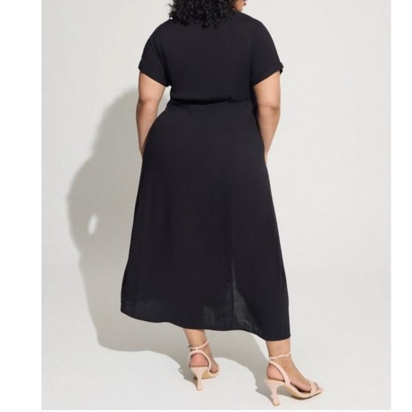 TORRID NWT MAXI RAYON SLUB BUTTON FRONT GODET A-LINE DRESS - Picture 3 of 5